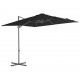 Gembinis skėtis su plieniniu stulpu, juodos spalvos, 250x250cm