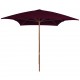 Lauko skėtis su mediniu stulpu, tamsiai raudonas, 200x300cm