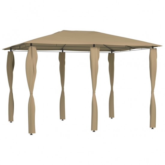 Pavėsinė su stulpų uždangalais, taupe, 3x4x2,6m, 160g/m²