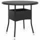 Sodo stalas, juodas, 80x75cm, grūdintas stiklas/poliratanas