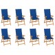 Atlošiamos sodo kėdės su pagalvėlėmis, 8vnt., tikmedžio masyvas