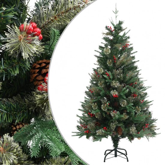 Kalėdų eglutė su pušies kankorėžiais, žalia, 150cm, PVC ir PE