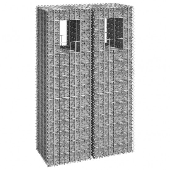 Gabionų krepšių kolonos, 2vnt., 40x40x140cm, geležis