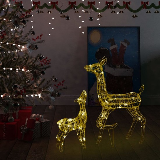 Kalėdinė dekoracija elnių šeima, akrilas, 160 šiltų baltų LED