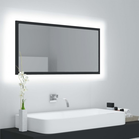 Vonios kambario LED veidrodis, pilkas, 90x8,5x37cm, akrilas