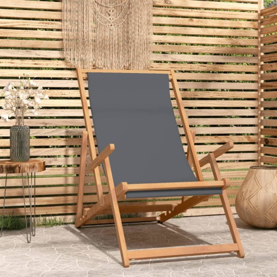 Sulankstoma paplūdimio kėdė, pilkos spalvos, tikmedžio masyvas