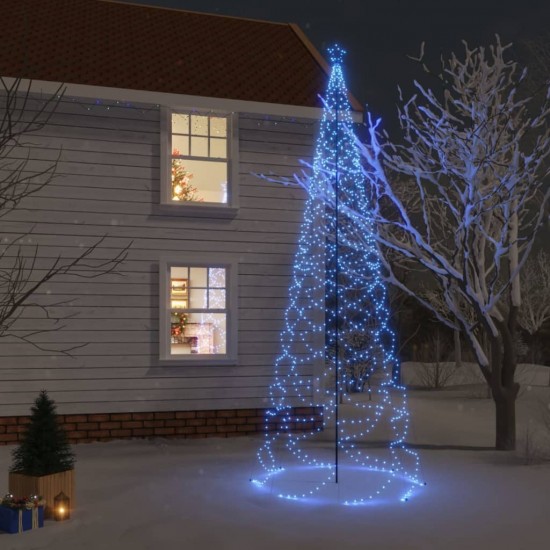 Kalėdų eglutė su metaliniu stulpu, 5m, 1400 mėlynų LED