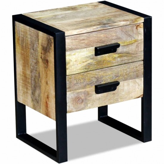 Staliukas su 2 stalčiais, mango mediena, 43x33x51 cm