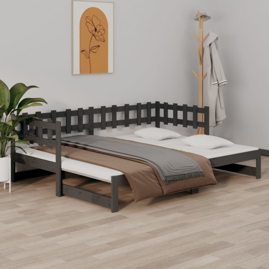Ištraukiama lova, pilka, 2x(90x190)cm, pušies medienos masyvas