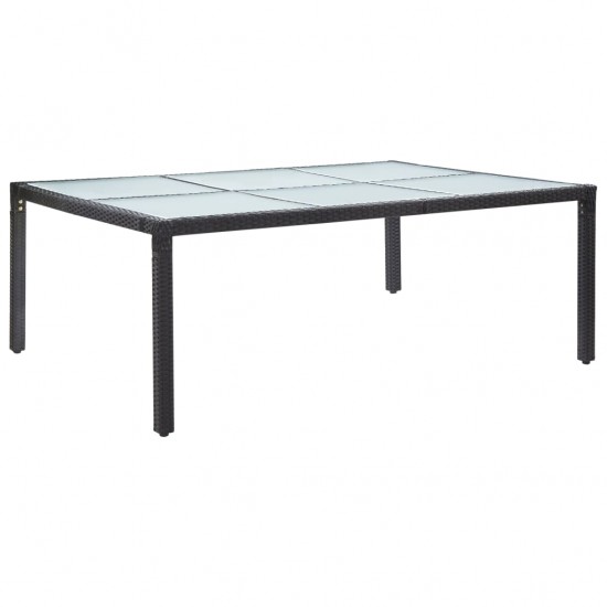 Lauko valgomojo stalas, juodas, 200x150x74cm, poliratanas
