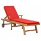 Saulės gultas su čiužiniu, raudonas, tikmedžio medienos masyvas