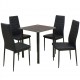 Penkių dalių, valgomojo stalo ir kėdžių komplektas, juodas