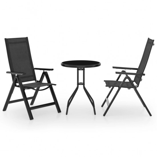 Bistro baldų komplektas, 3 dalių, juodos ir antracito spalvos