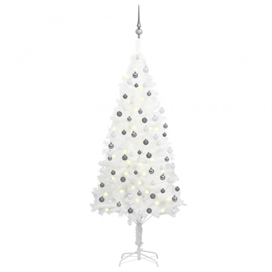 Dirbtinė Kalėdų eglutė su LED ir žaisliukais, balta, 180cm