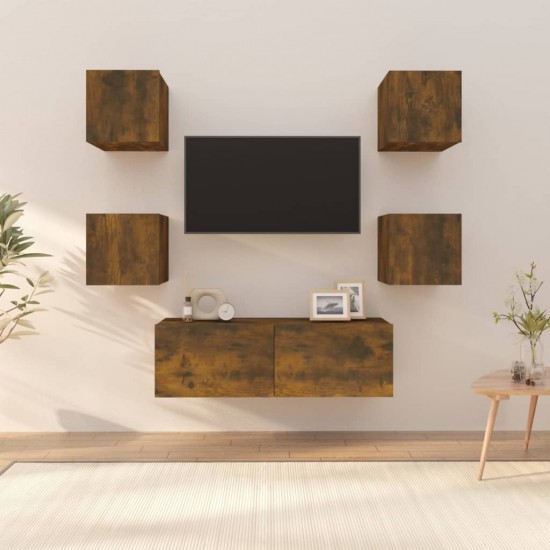 Sieninių televizoriaus spintelių rinkinys, ąžuolo, mediena