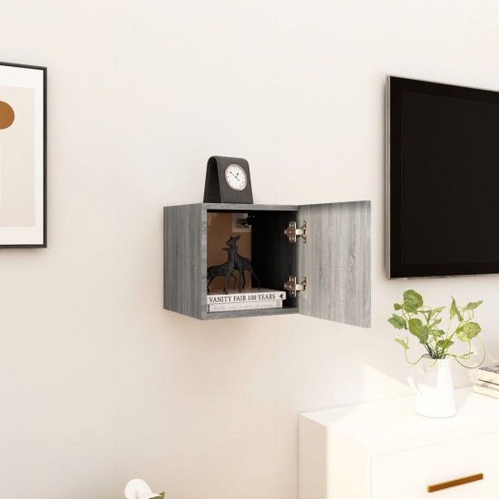 Sieninė televizoriaus spintelė, pilka ąžuolo, 30,5x30x30cm