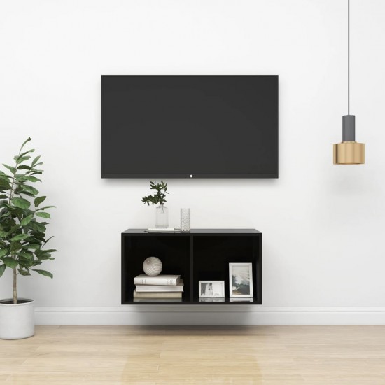 Sieninė TV spintelė, ypač juoda, 37x37x72 cm, MDP