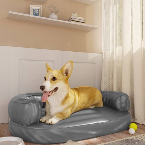 Ergonomiška lova šunims, pilkos spalvos, 75x53cm, dirbtinė oda