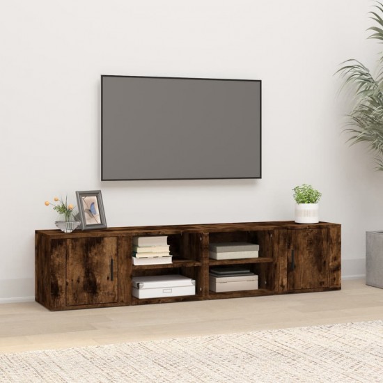 TV spintelės, 2vnt., dūminio ąžuolo, 80x31,5x36cm, mediena