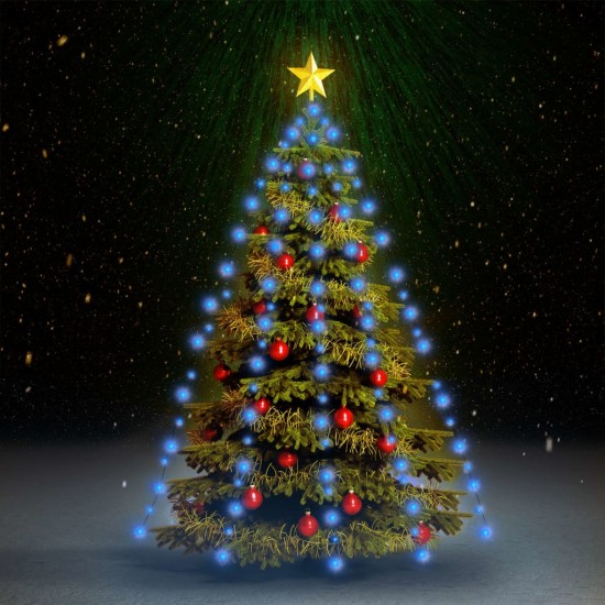Kalėdų eglutės girlianda su 150 mėlynų LED lempučių, 150cm