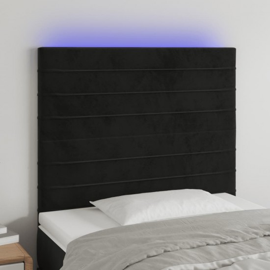 Galvūgalis su LED, juodos spalvos, 90x5x118/128cm, aksomas