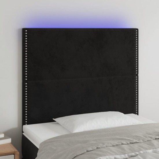 Galvūgalis su LED, juodos spalvos, 100x5x118/128cm, aksomas