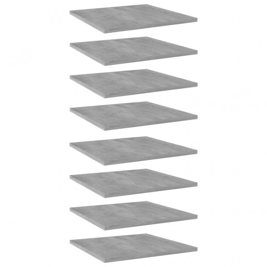 Knygų lentynos plokštės, 8vnt., betono pilkos, 40x40x1,5cm, MDP