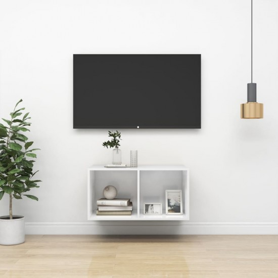 Sieninė TV spintelė, ypač balta, 37x37x72 cm, MDP