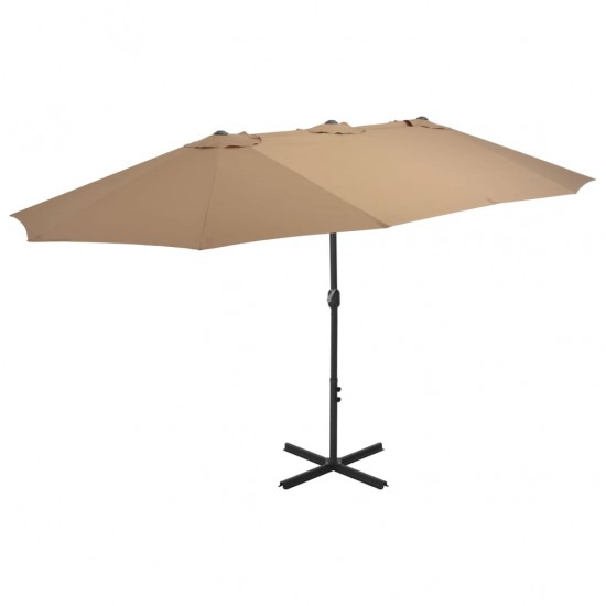 Lauko skėtis su aliuminio stulpu, taupe sp., 460x270 cm