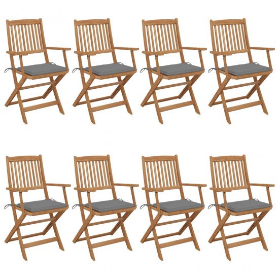 Sulankstomos sodo kėdės su pagalvėlėmis, 8vnt., akacija