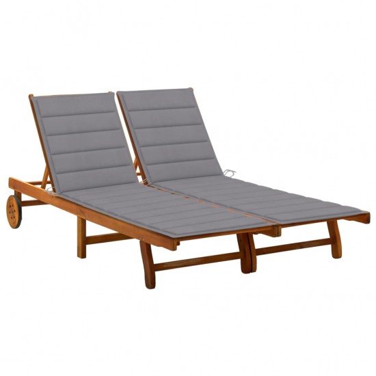 Dvivietis sodo saulės gultas su čiužiniu, akacijos medienos masyvas (311873+2x314204)