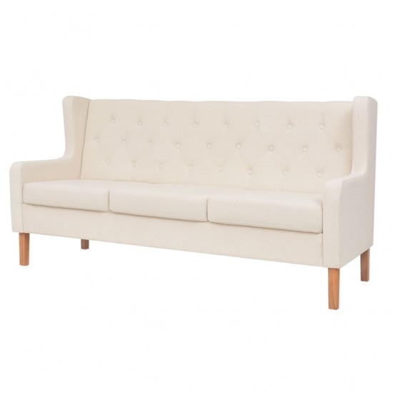 Trivietė sofa, audinys, kreminė balta