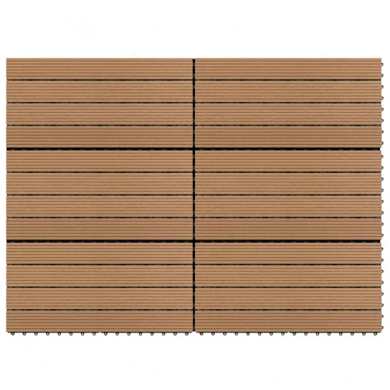 Grindų plytelės, 6vnt., rudos spalvos, 60x30cm, WPC, 1,08 m²