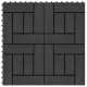 Grindų plytelės, 22 vnt., juodos sp., 30x30 cm, 2m², WPC