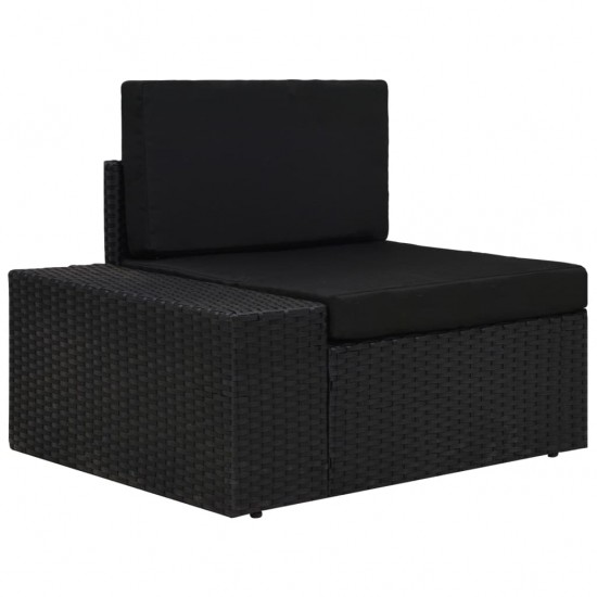 Modulinė kampinė sofa su porankiu, juoda, poliratanas