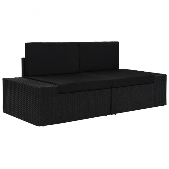Modulinė dvivietė sofa, juodos spalvos, poliratanas