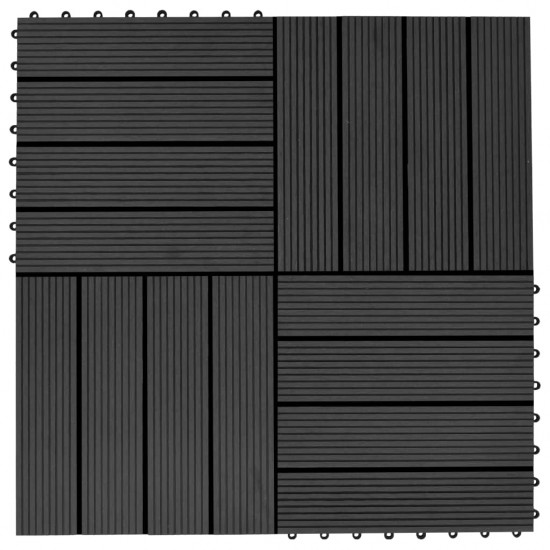 Grindų plytelės, 11vnt., juodos spalvos, 30x30cm, 1m², WPC