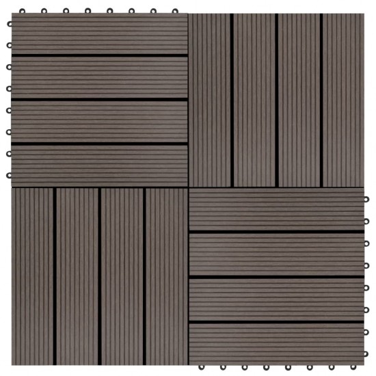 Grindų plytelės, 11 vnt., tamsiai rudos, 30x30 cm, 1m², WPC