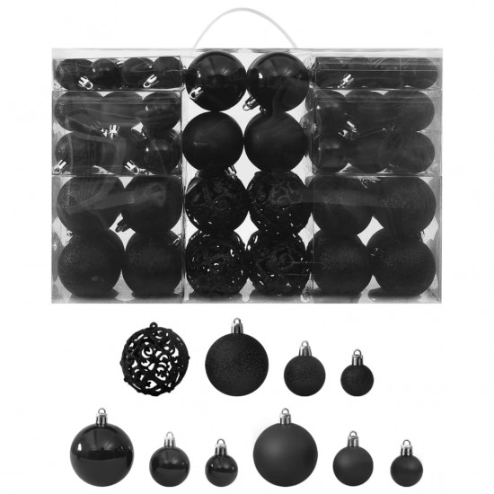 Eglutės žaisliukų rinkinys, 100vnt., juodos spalvos