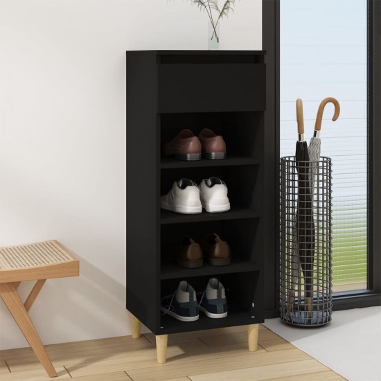 Spintelė batams, juodos spalvos, 40x36x105cm, apdirbta mediena