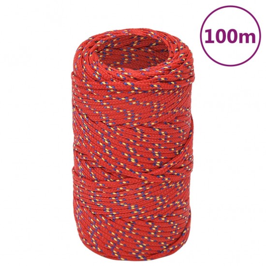 Valties virvė, raudonos spalvos, 2mm, 100m, polipropilenas