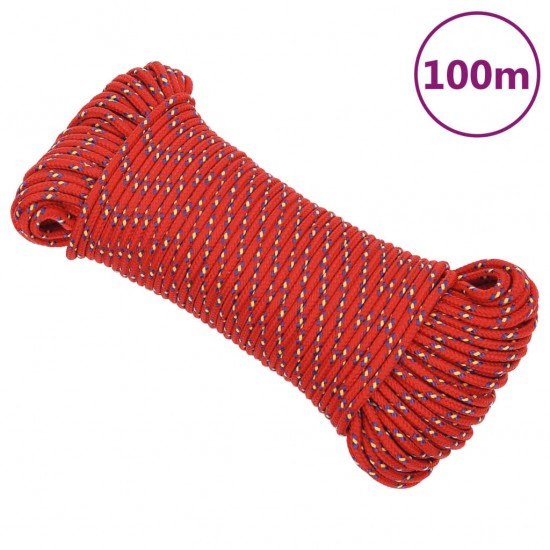 Valties virvė, raudonos spalvos, 3mm, 100m, polipropilenas