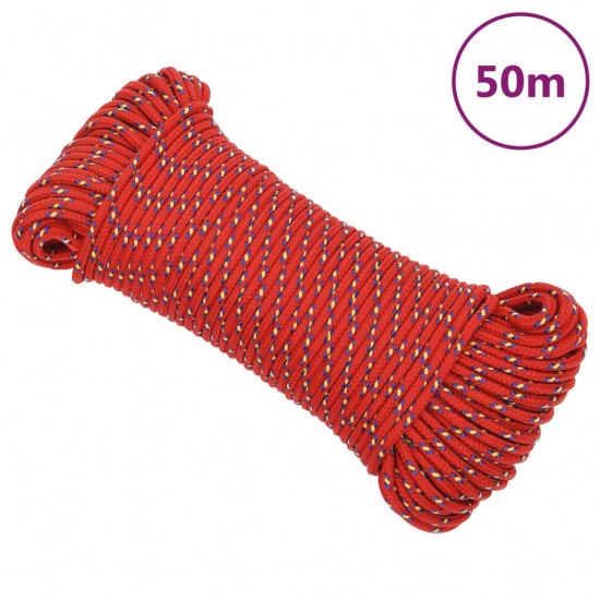 Valties virvė, raudonos spalvos, 5mm,250m, polipropilenas