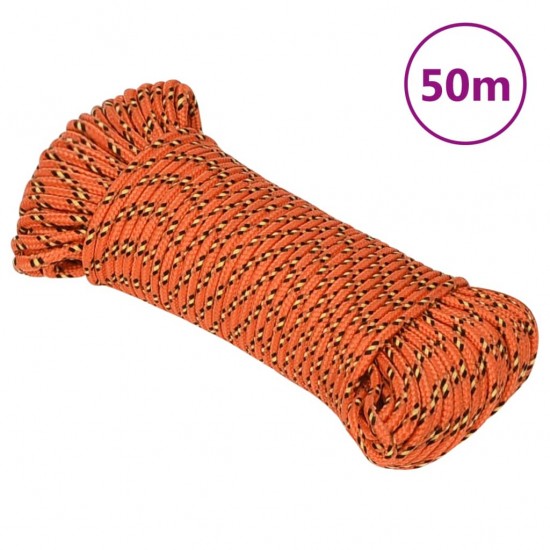 Valties virvė, oranžinės spalvos, 4mm, 50m, polipropilenas
