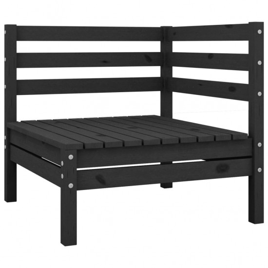 Kampinė sodo sofa, juodos spalvos, pušies medienos masyvas