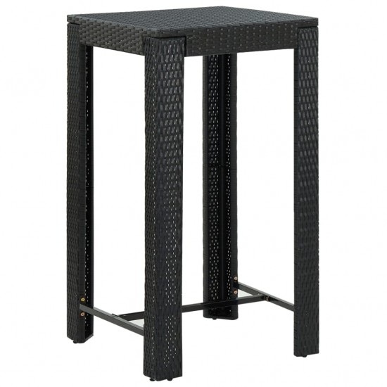 Sodo baro staliukas, juodas, 60,5x60,5x110,5cm, poliratanas