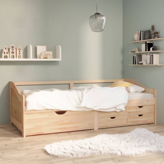 Trivietė lova su stalčiais, 90x200cm, pušies medienos masyvas