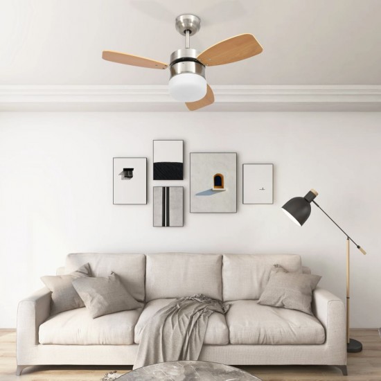 Lubinis ventiliatorius su apšvietimu ir pulteliu, rudas, 76cm