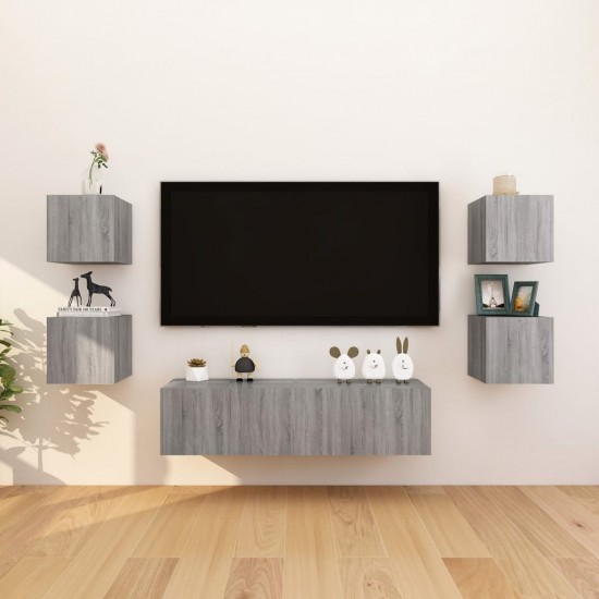Sieninės televizoriaus spintelės, 8vnt., pilkos, 30,5x30x30cm