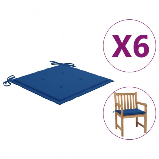 Sodo kėdės pagalvėlės, 6vnt., mėlynos, 50x50x3cm, audinys
